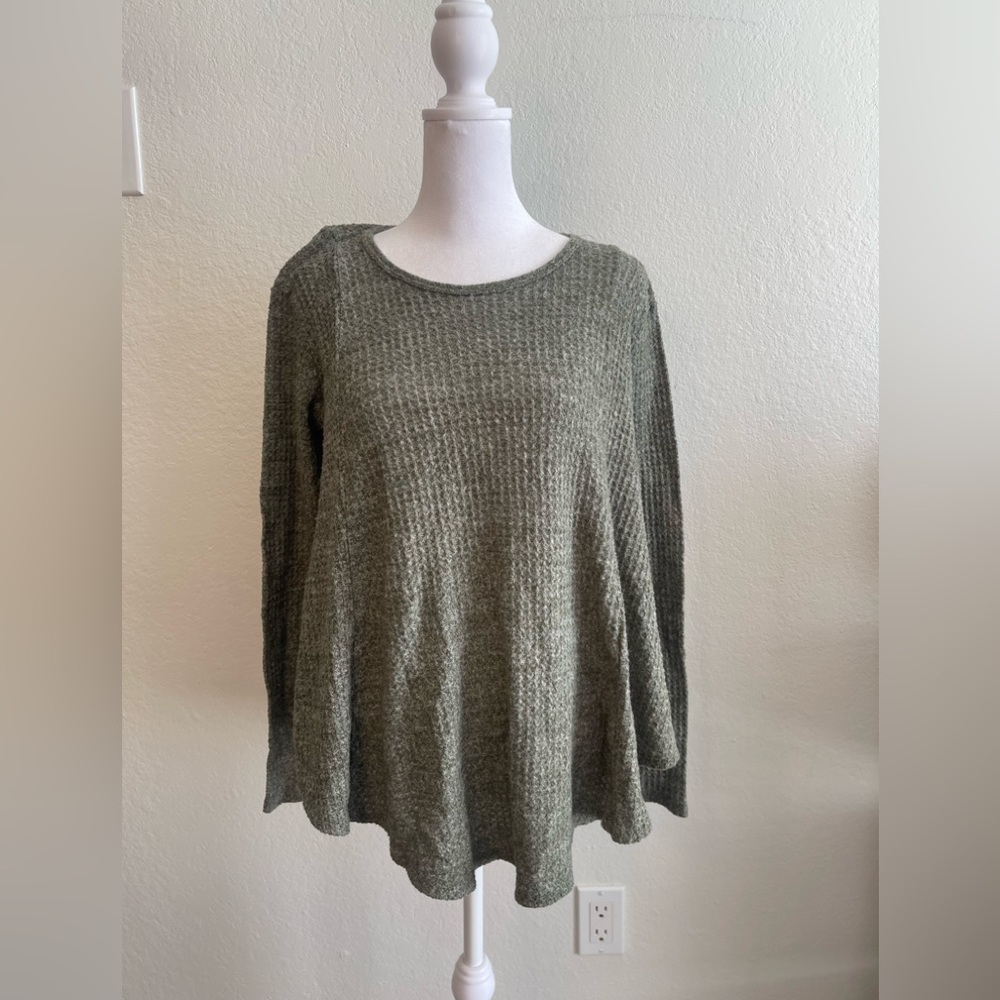 Green Waffle Knit Top